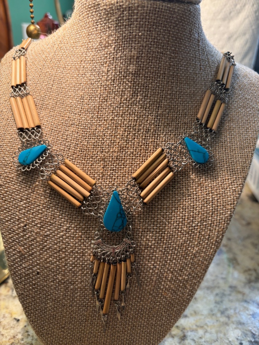 Turquoise Teardrop Statement Necklace - Women Jewelry